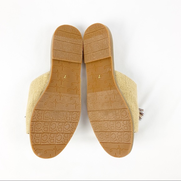 BC Footwear Vegan Natural Burlap Tassel Slides - Picture 5 of 5